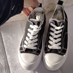 Black and White Platform Sneakers
